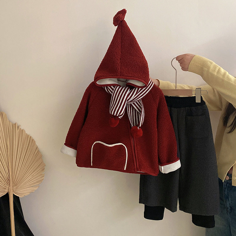 2025款女童冬季洋气羊羔毛三件套