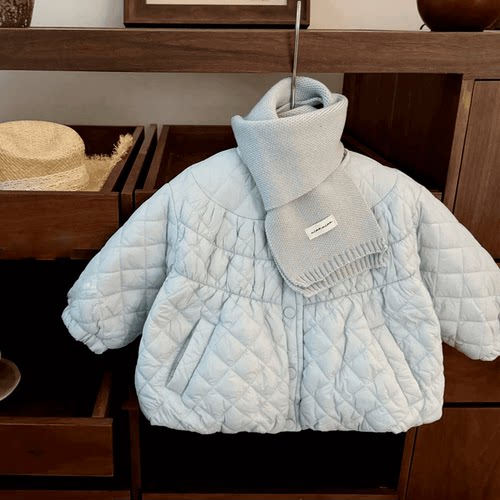 花梦熊女童冬季加厚保暖菱格棉服