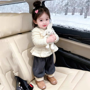 2025秋冬新款奶油风短款羽绒服女童冬季90白鸭绒小个子收腰外套