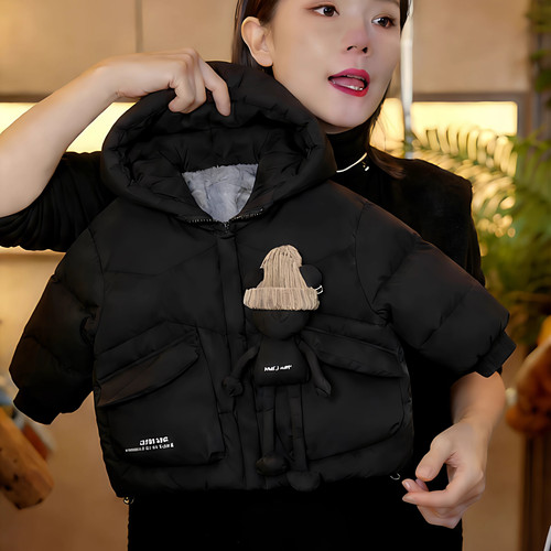 女童连帽羽绒服2025新款加厚保暖