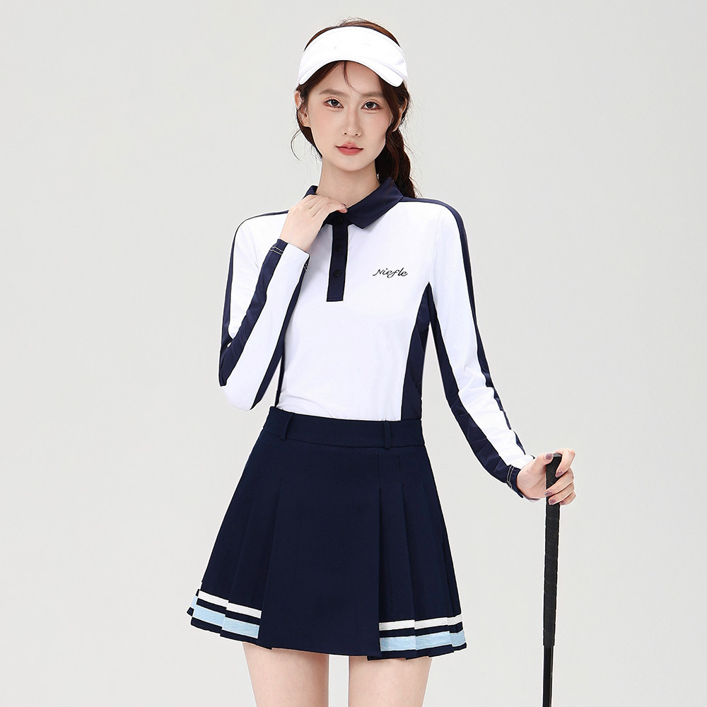 斐纶女款时尚polo衫长袖速干套装