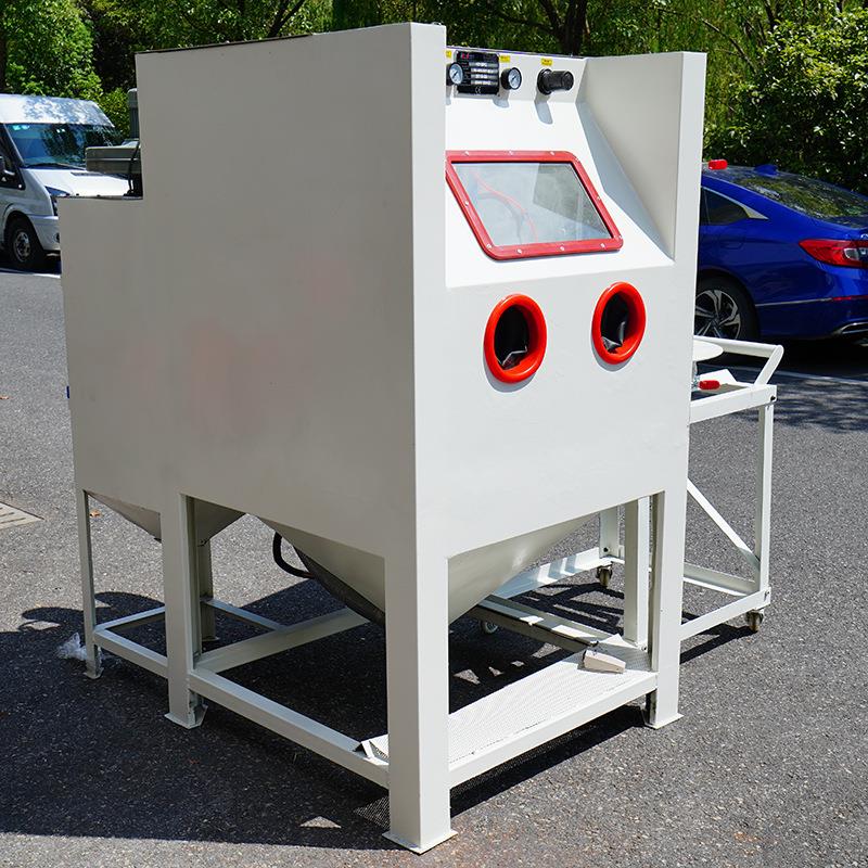 厂家供应手动除锈高压喷砂机KF-1010轮毂除锈喷砂机带推车转盘