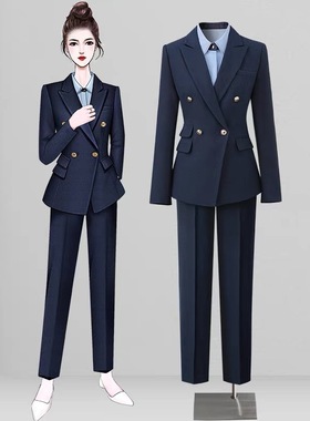 高级感修身西装套装女新款MOHE酒店前台公务员面试工作服珠宝店