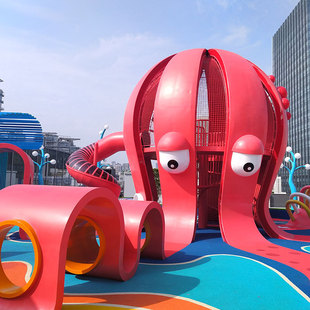 章鱼无动力游乐设备厂家章鱼造型儿童乐园组合滑梯定做动植物滑梯