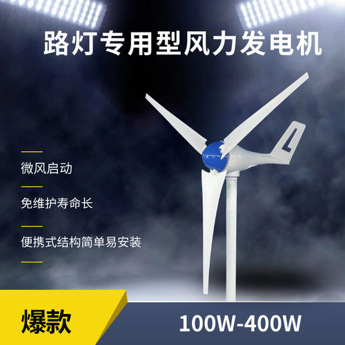 小型风力发电机水平轴路灯款微风启动100W200W300W400W