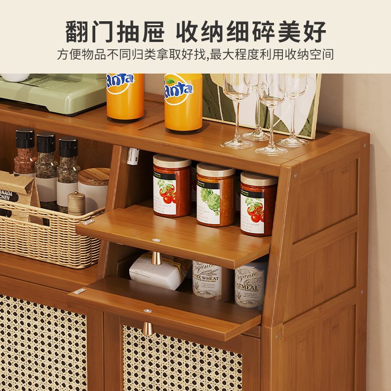 岛台柜单独移动中古风厨房茶吧一体餐边柜小户型吧台咖啡机置物架