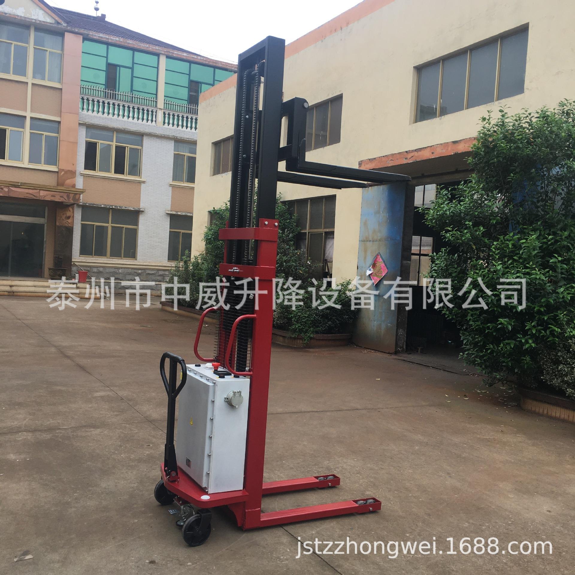 供应1吨1.6米防爆半电动托盘堆高车液压升降堆垛车铲车液压叉车