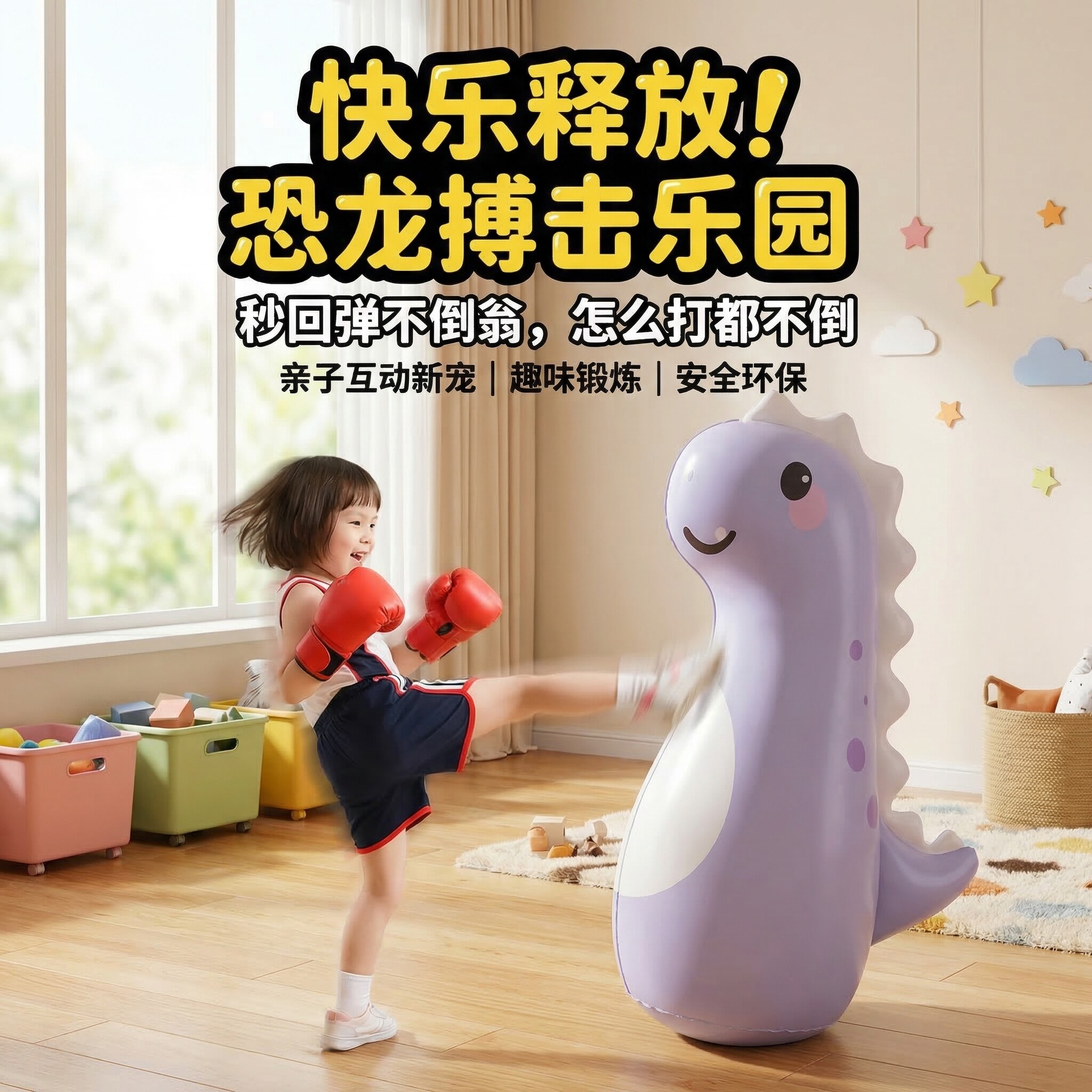儿童不倒翁拳击沙袋解压训练器材图片