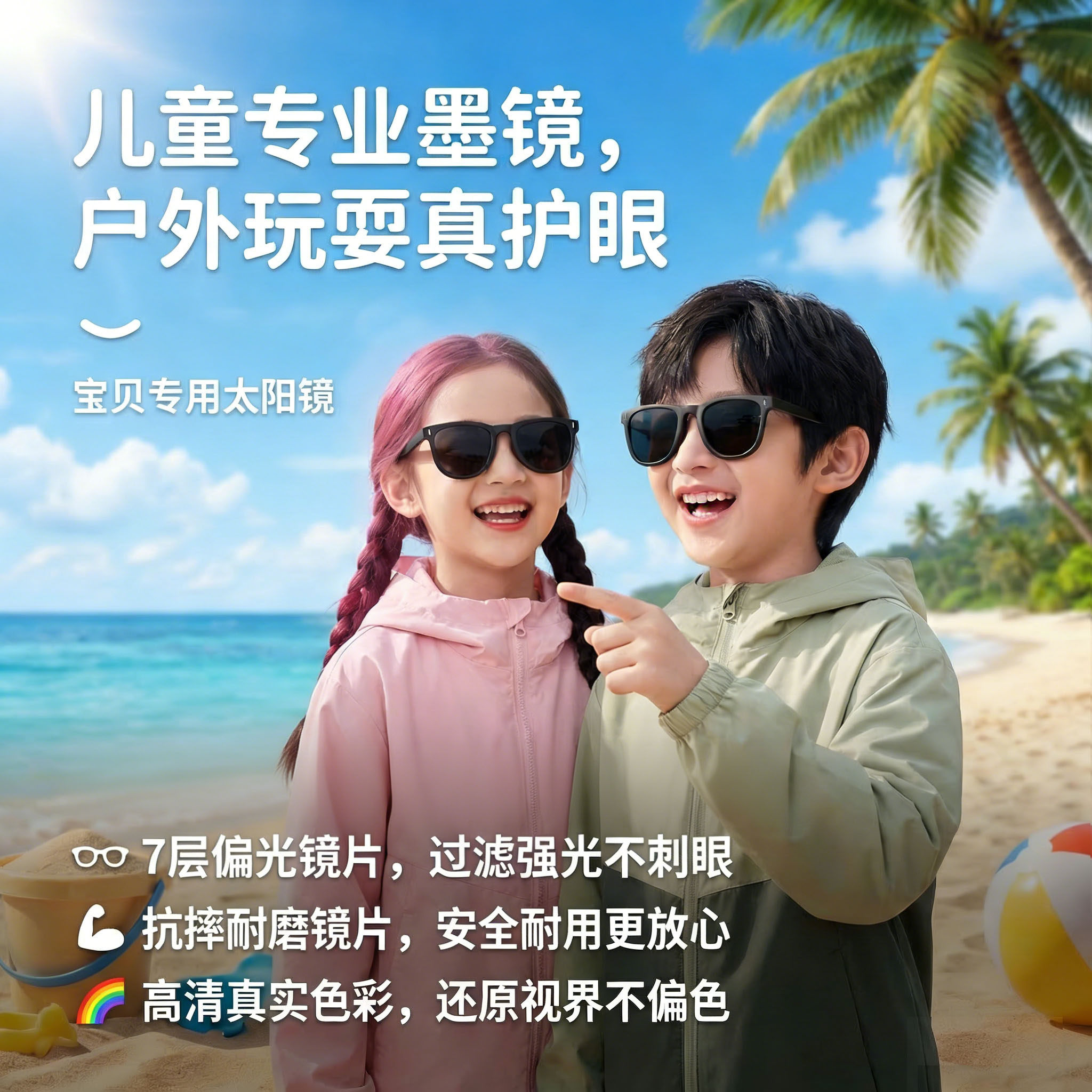 JTSK儿童墨镜宝宝专用偏光镜片不伤眼睛防紫外线男女孩防晒太阳镜