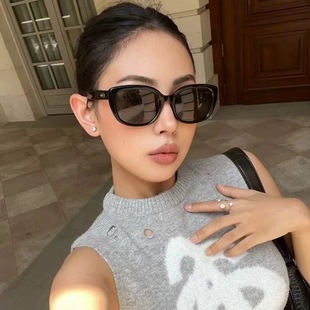 显脸小防紫外线美式 TR偏光欧美椭圆太阳镜女潮网红款 复古墨镜ins