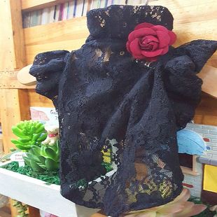 比熊约克夏蕾丝甜美打底衫 狗狗泰迪衣服夏天防晒服薄款 弹性博美犬