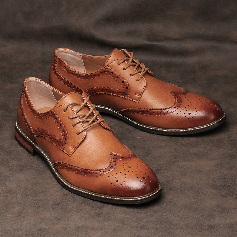 Classic Brogue Business Shoes for Men Formal Wedding Sho新款