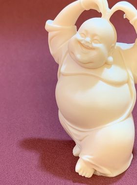 象牙果爱心弥勒佛像摆件家居茶座博古架鱼缸造景办公室装饰工艺品