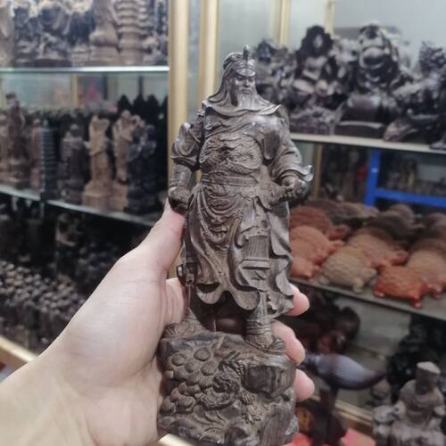 天然沉香木雕横刀关公摆件关二爷神像家用客厅店铺武财神爷装饰品