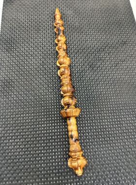 龙虎山道家雷击枣木打神鞭迷你小号九节鞭姜太公法器精雕一体雕刻