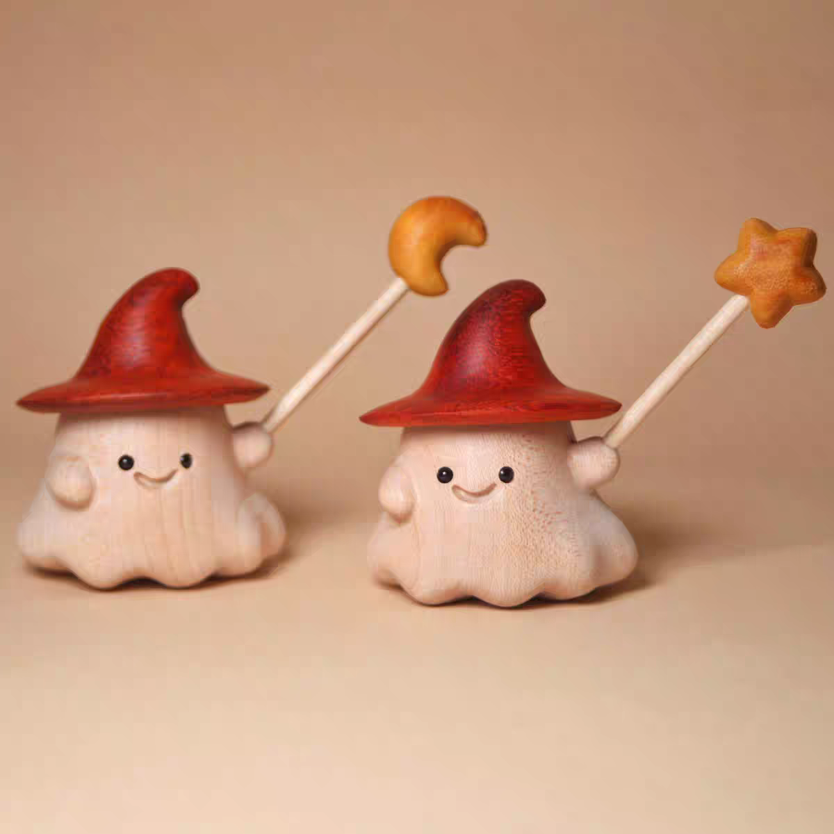 磁吸款魔法小精灵 枫木红花梨可爱卡通雕刻件客厅办公桌小摆件