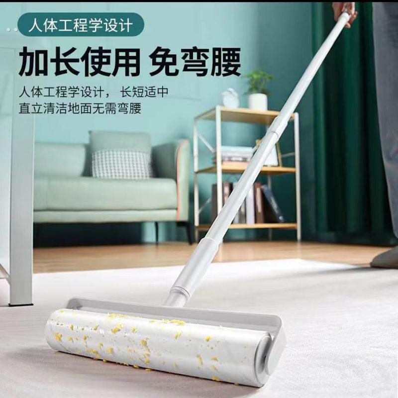 长柄粘毛器长短加长伸缩粘毛刷衣物滚刷替换纸粘尘纸拖把除尘滚筒