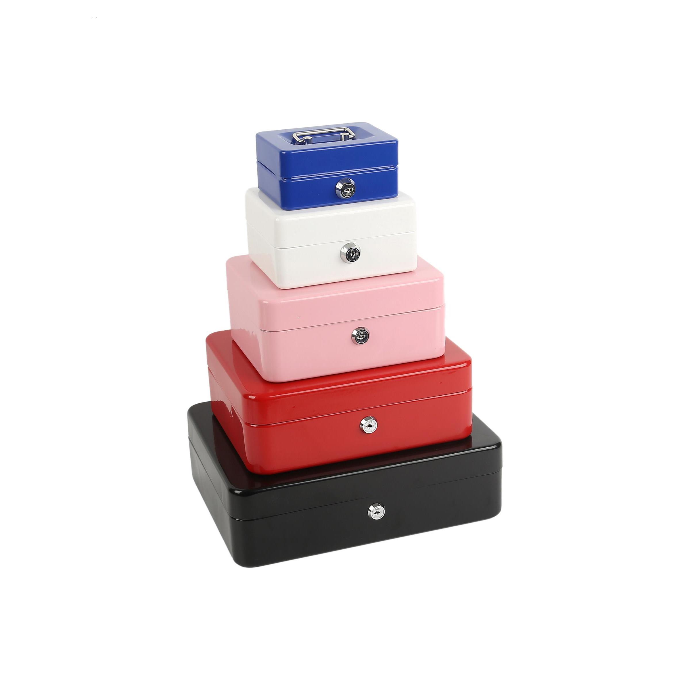 新防火储物盒带锁小收纳铁盒家用证件保险箱小型迷你钱箱手提保管