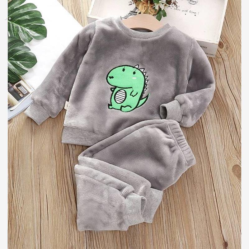 男童法兰绒睡衣套装宝宝冬天衣服婴儿童装女童秋冬季珊瑚绒家居服