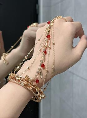 古风铃铛戒指手镯一体首饰汉服敦煌配饰礼物中古宫铃古手炼手饰