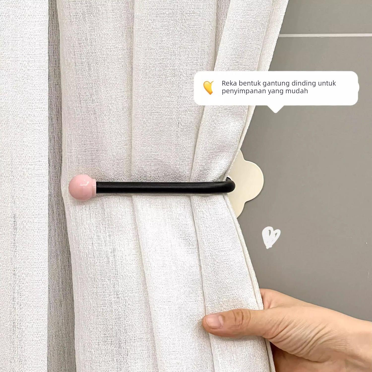 窗帘专用夹子窗帘固定器免打孔扣环浴帘墙勾捆绑带挂钩门帘束带收