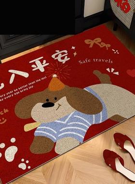 红色出入平安门垫入户门外地垫室外门口地毯进门垫子门口地垫丝圈