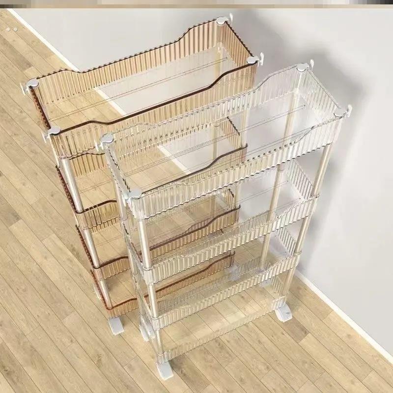 置物架落地ins风网红透明小推车落地多层窄缝夹缝收纳门口置物架