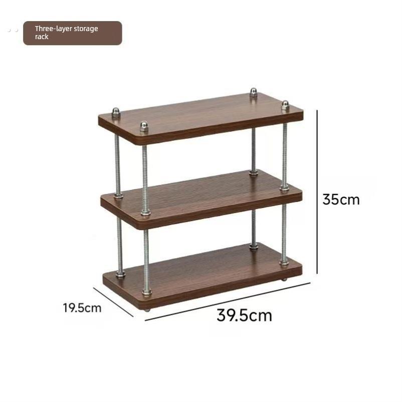 中古风置物架多层杯架厨房收纳架办公桌隔层架化妆品桌面收纳书架