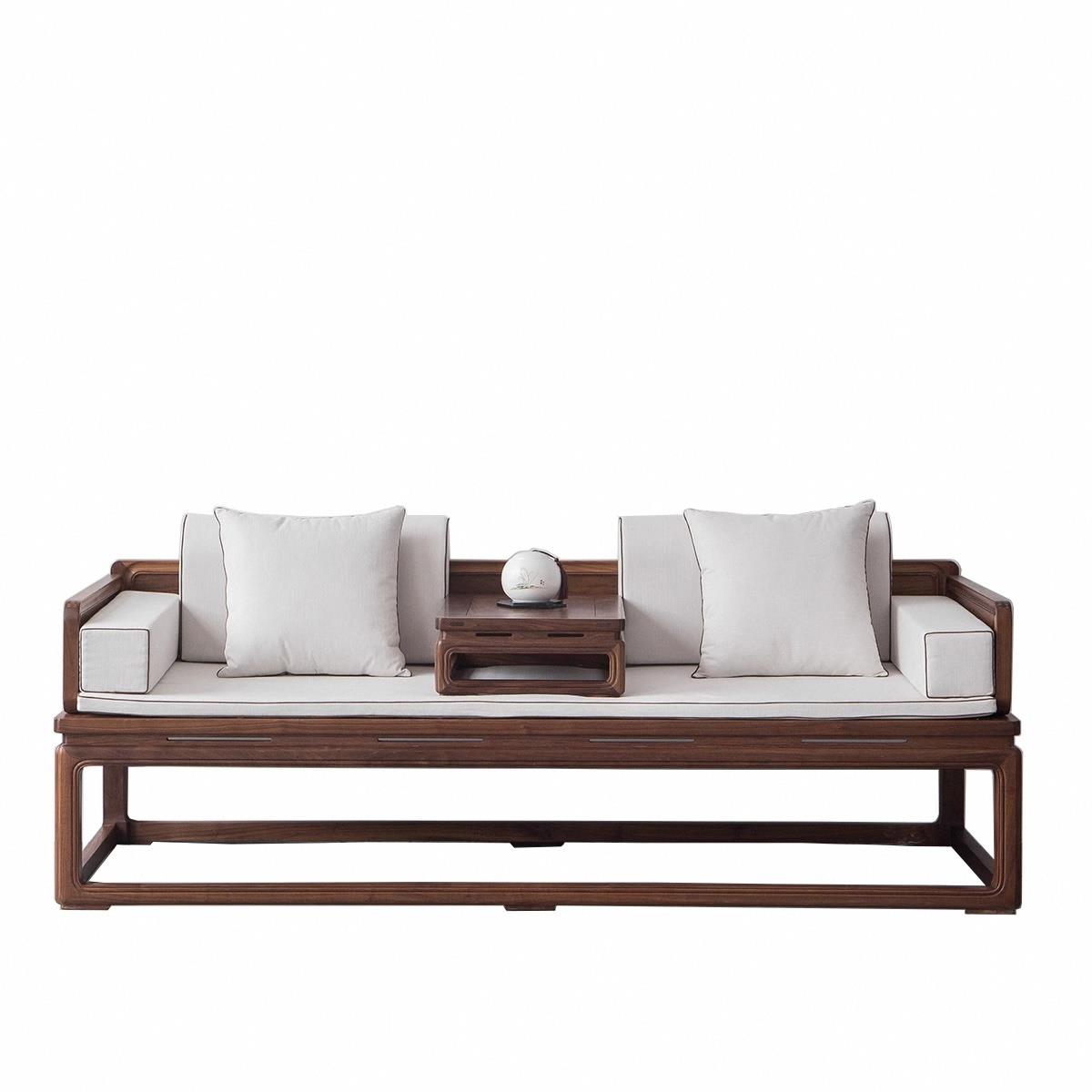 纯实木罗汉床禅意新中式高端简约老榆木全原木美人塌客厅沙发卧塌