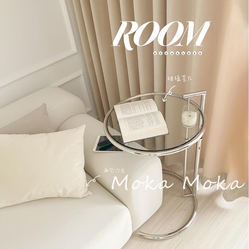 中古升降茶几玻璃简约现代轻奢沙发边角几网红ins风透明咖啡桌