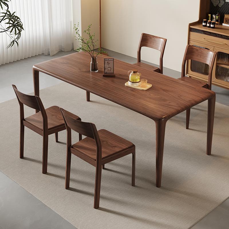 北美黑胡桃木餐桌实木家用吃饭桌榫卯现代简约家用白蜡木书桌茶桌