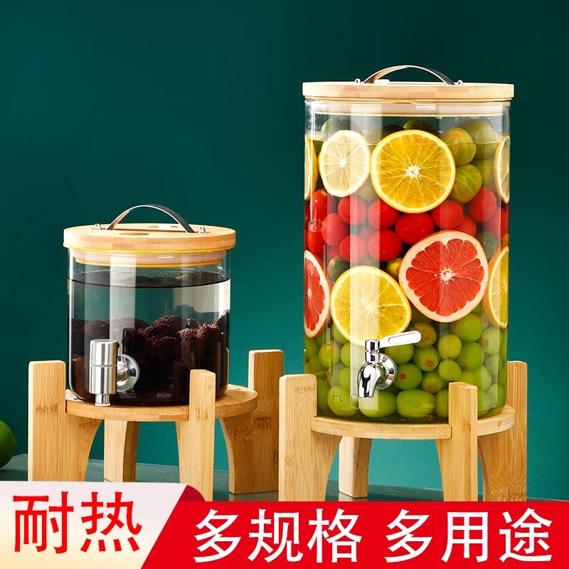 耐高温泡酒玻璃瓶带龙头玻璃泡茶凉水壶水果茶桶可乐桶饮料桶自制