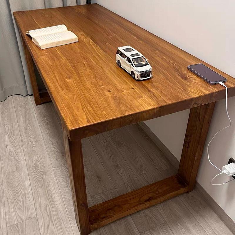 实木大板桌原木书桌家用办公电脑桌工作台老榆木桌子会议长条餐桌