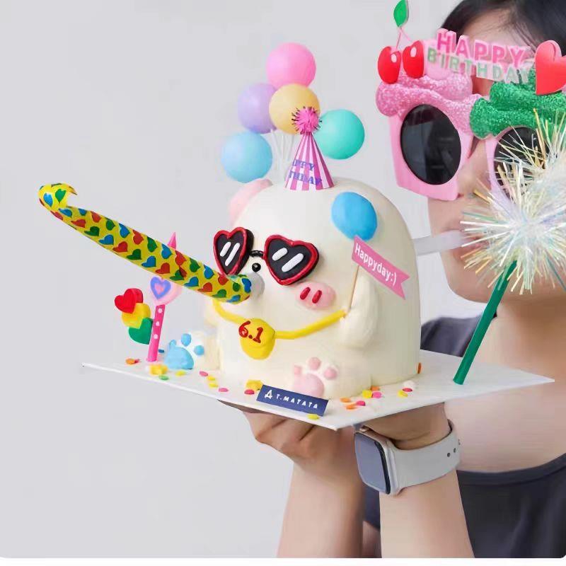 网红同款可以吹的吹吹卷蛋糕装饰吹口哨立体生日蛋糕烘焙插件