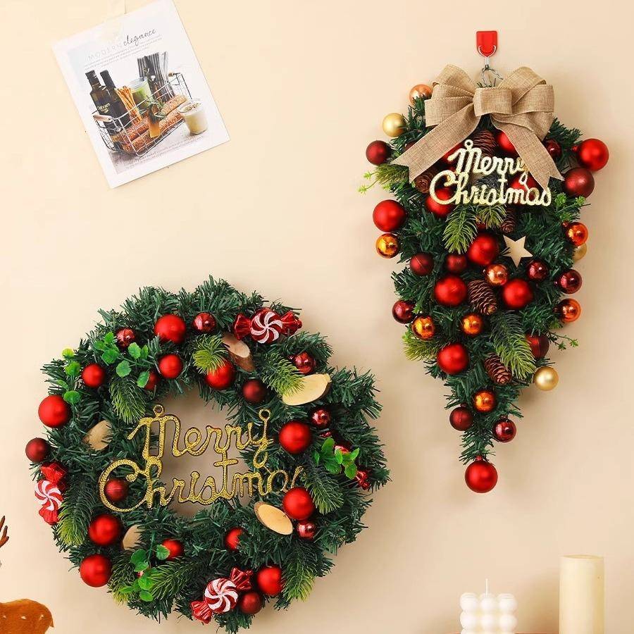圣诞节装饰品圣诞花环门挂挂饰藤条挂件酒店商场场景布置圣诞花环