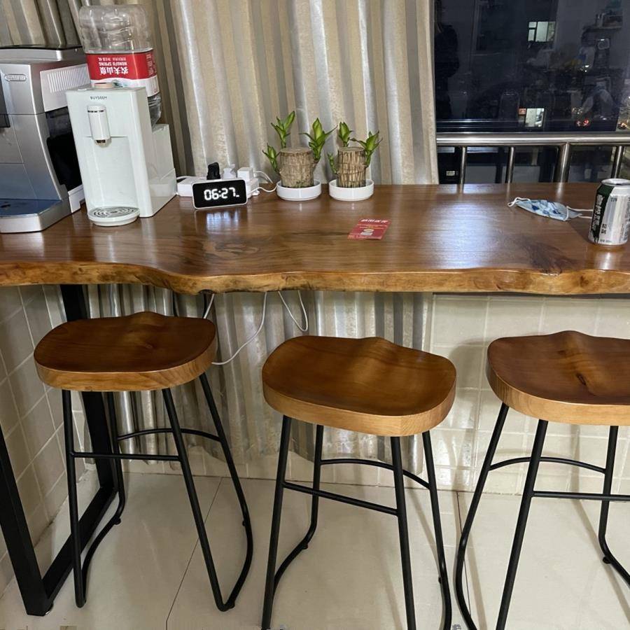 实木吧台桌椅组合家用客厅隔断阳台高脚桌奶茶店长条桌靠墙窄桌子