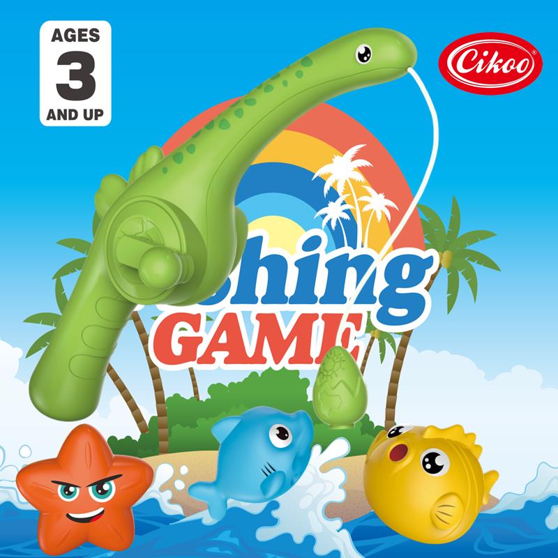 Cikoo斯高儿童戏水玩水塑料玩具仿真恐龙磁吸钓鱼鱼线可旋转伸缩