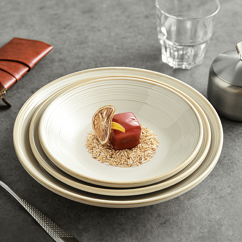 网红2025年新款深盘可微波家用陶瓷盘子菜盘菜碟纯色时尚餐具