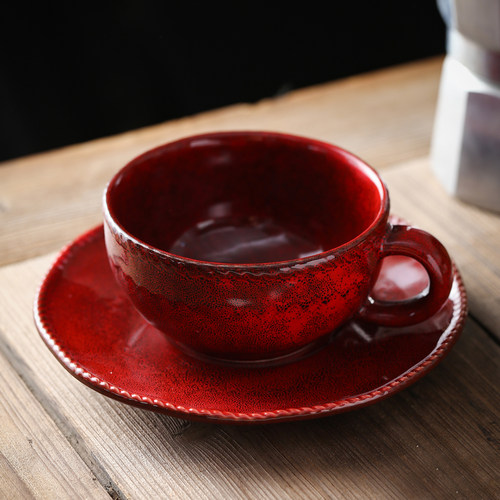 高颜值咖啡杯碟套装陶瓷杯子家用釉下彩拿铁拉花杯具泡茶杯花茶杯