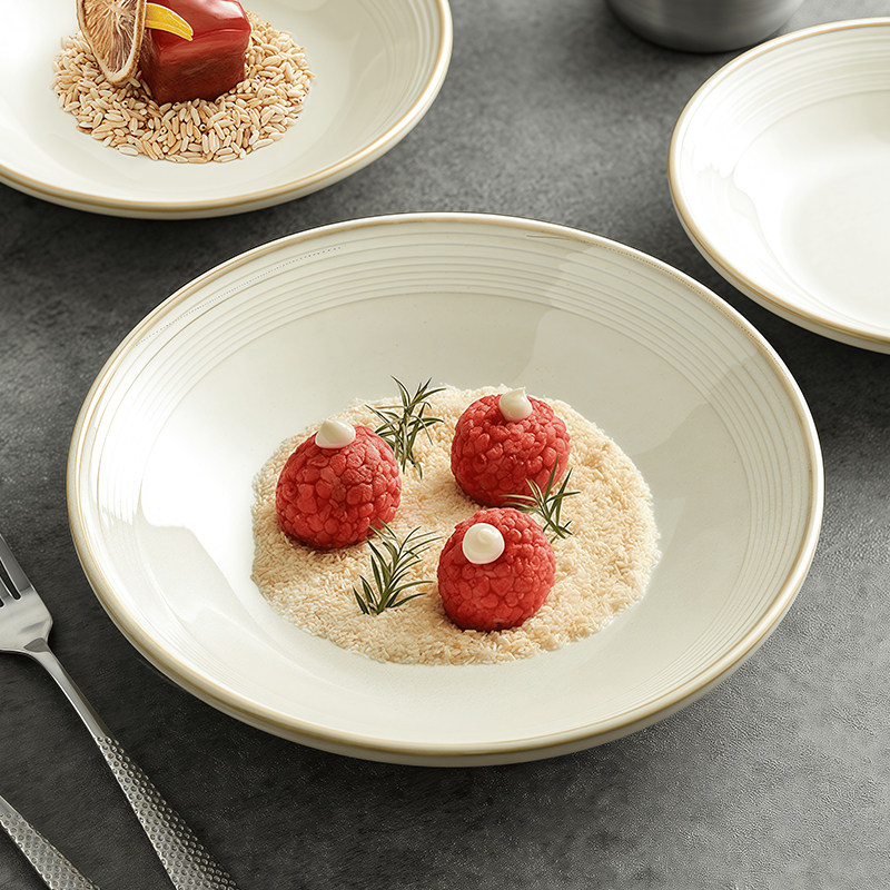 釉下彩陶瓷西餐盘子高级感特色菜盘鱼盘肉盘创意餐厅专用浅盘汤盘,餐饮具,盘,淘宝优惠券,粉丝福利购,淘宝优惠卷