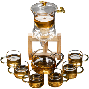 家用简约办公室懒人宫灯茶壶茶杯 半全自动泡茶器玻璃功夫茶具套装