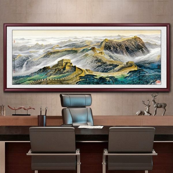 万里长城画靠山图客厅装饰画山水画办公室挂画沙发背景墙壁画国画