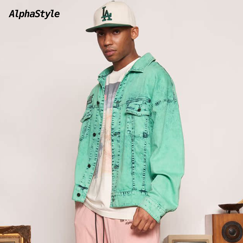 AlphaStyle秋季水洗牛仔外套美式
