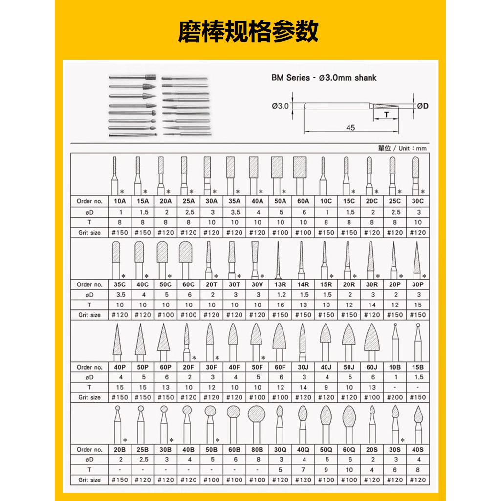 一品BEST钻石磨棒BMS-300合金磨头合金磨针金刚石磨头30P T10磨棒