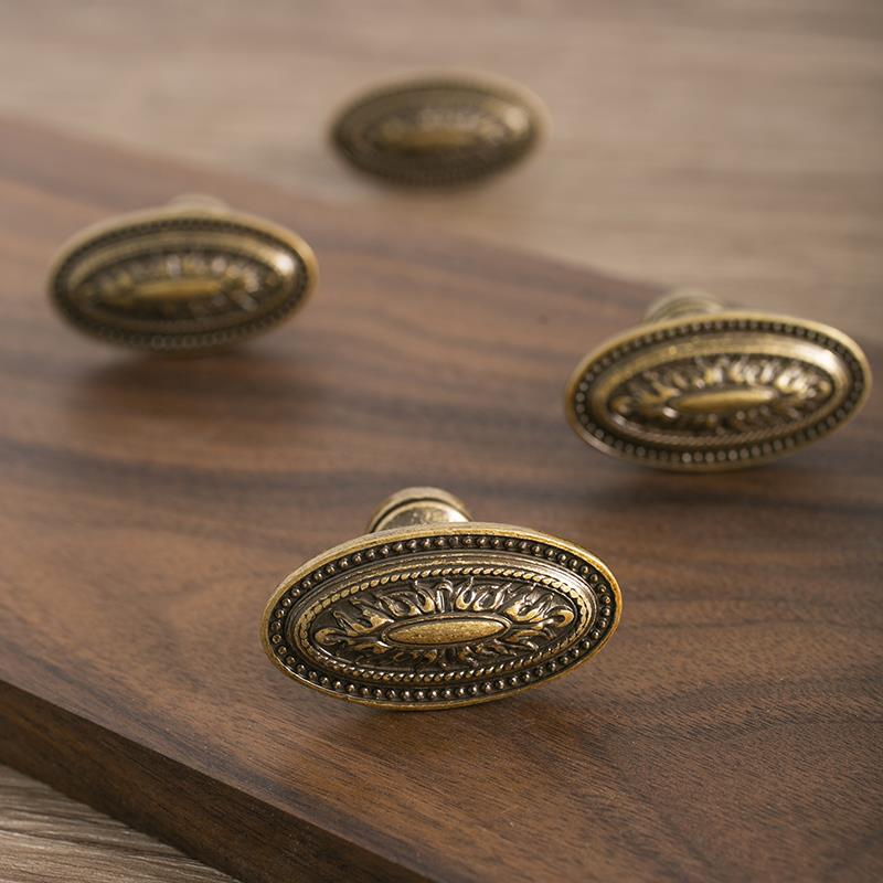 不止黄铜法式复古拉手高端衣柜橱柜抽屉柜门古铜色家具单孔把手