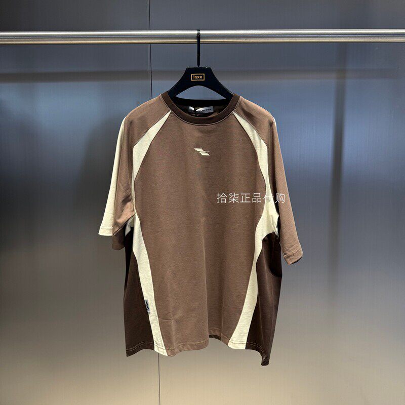 INXX专柜正品 25夏款短袖T恤纯棉男女撞色拼接休闲宽松TFE201B026
