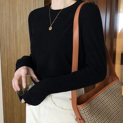 代发新款圆领德绒女士秋冬内搭加厚打底衫修身上衣磨毛长袖t恤女