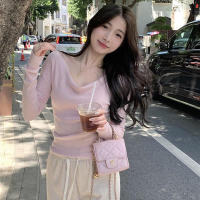 别致纯欲v领打底衫女内搭秋冬2025新款高级感修身长袖针织衫上衣