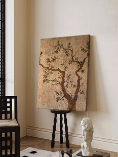 宋代美学简约客厅装饰画中古风玄关挂画植物覆古餐厅极简艺术壁画
