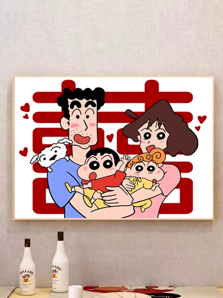 蜡笔新灿家庭客厅装饰画多巴胺小龛设计色彩缤纷的卧室暖表盒墙画